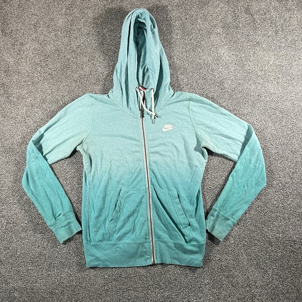 Nike Sportswear Full Zip Hoodie Womens Medium Aqua Blue Ombre Sweatshirt